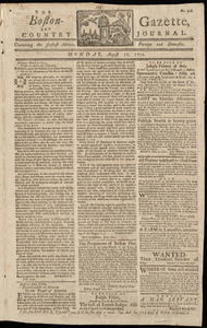 The Boston-Gazette, and Country Journal, 17 August 1772