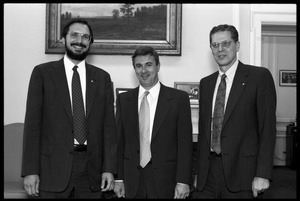 Russell A. Hulse, Lt. Gov. Paul Cellucci, Joseph H. Taylor (l. to r.) at a reception with Massachusetts state legislators honoring Nobel Prize in Physics won by Hulse and Taylor