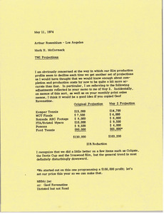 Memorandum from Mark H. McCormack to Arthur Rosenblum