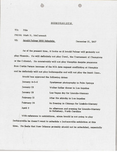 Notes on Arnold Palmer's 1968 schedule