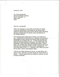 Letter from Mark H. McCormack to Piero Mancinelli