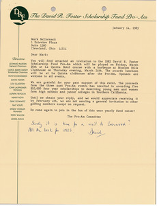 Letter from David R. Foster to Mark H. McCormack