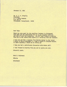 Letter from Mark H. McCormack to A. J. F. O'Reilly