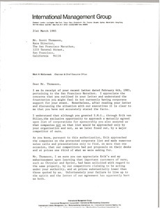 Letter from Mark H. McCormack to Scott Thomason