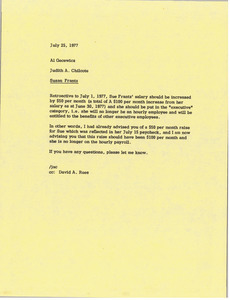 Memorandum from Judy A. Chilcote to Al Gecewicz