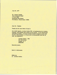 Letter from Mark H. McCormack to Dennis Tabella