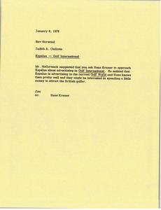 Memorandum from Judy A. Chilcote to Bev Norwood