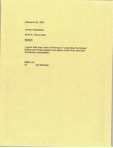 Memorandum Mark H. McCormack to Arthur Rosenblum