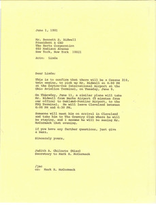 Letter from Judith A. Chilcote to Bennett E. Bidwell