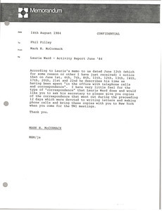 Memorandum from Mark H. McCormack to Phil Pilley