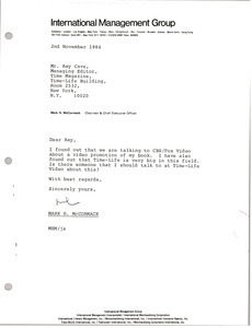 Letter from Mark H. McCormack to Ray Cave