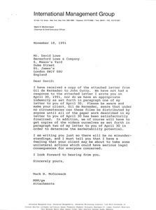 Letter from Mark H. McCormack to David Lowe