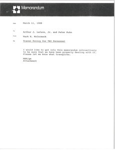 Memorandum from Mark H. McCormack to Arthur J. Lafave and Peter Kuhn