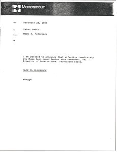 Memorandum from Mark H. McCormack to Peter Smith