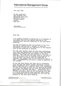 Letter from Mark H. McCormack to Ken Schofield