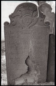 Gravestone for Sarah Wells (1783), Wethersfield Village Cemetery