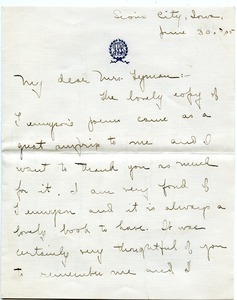 Letter from Jeannette P. Buchanan to Florence Porter Lyman