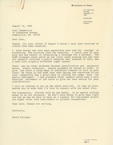 Letter from David Ferleger to Judi Chamberlin