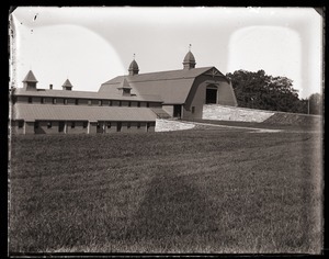 Front view, main barn and cow barn, Massachusetts Agricultural College farm