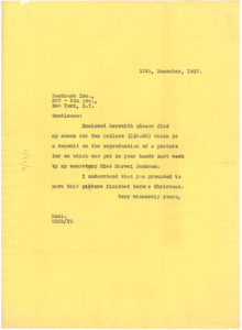 Letter from W. E. B. Du Bois to Bachrach Photographers
