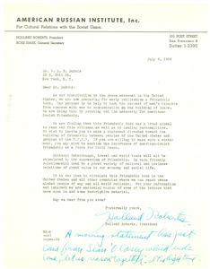 Letter from American Soviet Institute to W. E. B. Du Bois