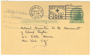 Postcard from National Recreation Association to NAACP - Digital ...