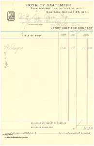 Henry Holt and Company royalty statement