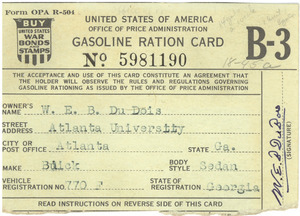 Gasoline ration card