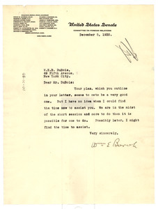 Letter from William E. Borah to W. E. B. Du Bois