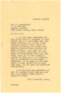 Letter from W. E. B. Du Bois to K. Antwi-Dakwa