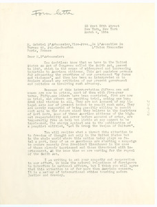 Letter from W. E. B. Du Bois to Gabriel D'Arboussier
