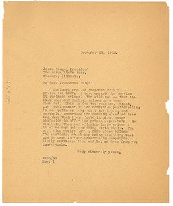 Letter from W. E. B. Du Bois to Binga State Bank