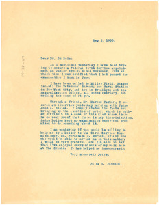 Letter from Julia V. Johnson to W. E. B. Du Bois