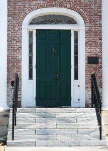 Lenox Library: exterior of front door to the library