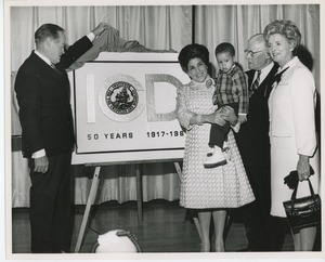 Bob Hope unveiling ICD 50th anniversary poster