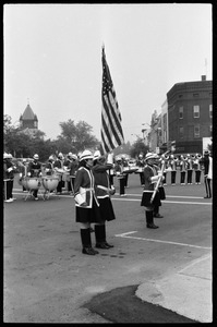 All-woman color guard with drill team and drum line, corner of Main Street and Crafts Ave.
