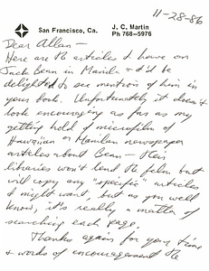 Correspondence from Lou Sullivan to Allan Berube (November 28, 1986)