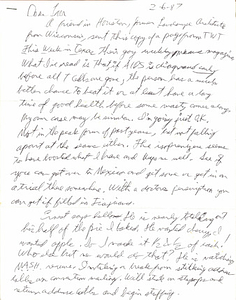 Correspondence from Alyn Hess to Lou Sullivan (February 6, 1987)