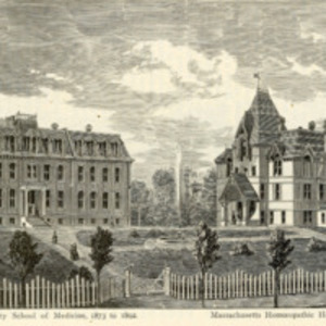 Boston University School of Medicine and the Massachusetts Homeopathic Hospital, circa 1876