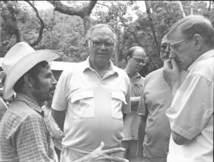 John Joseph Moakley, James P. McGovern, Leonel Gomez, and William Walker (U.S. Ambassador to El Salvador) in El Salvador Trip during the Jesuit murder investigation, 1991