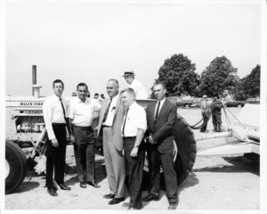 John Joseph Moakley (second from left) and William M. Bulger (center, second from right) meeting at site with Metropolitan District Commission (MDC) officials, 1966