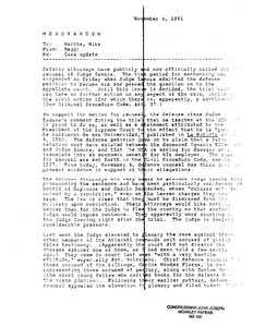 Memorandum to Mike Martha from Maggi Popkin regarding an update in the Jesuit murder case, 4 November 1991