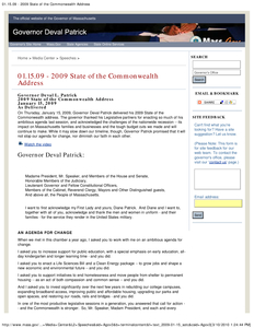 2009 state of the Commonwealth address