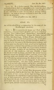 1807 Chap. 0020. An act for establishing a corporation, by the name of the Newburyport Academy.