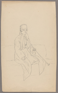 Henry John Van Lennep sketch of a man holding a chibouk