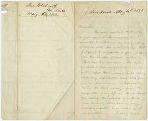 Edward Hitchcock letter to unidentified recipient, 1854 May 4