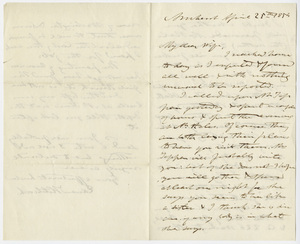 Edward Hitchcock letter to Orra White Hitchcock, 1854 April 25