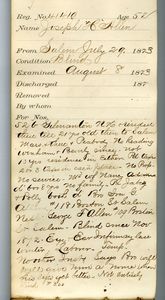 Tewksbury Almshouse Intake Record: Allen, Joseph H.