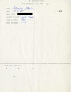 Citywide Coordinating Council daily monitoring report for Hyde Park High School by Gladys Staples, 1975 December 8