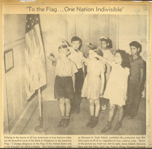 Saluting the flag at Clarence Cook School
